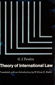 Front cover of Theory of international law by G. I. Tunkin