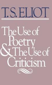 Front cover of The use of poetry and the use of criticism by T. S. Eliot