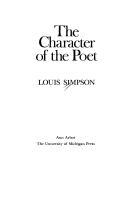 Front cover of The character of the poet by Louis Aston Marantz Simpson