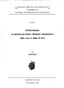 Front cover of Untersuchungen zur Sprache der Kölner "Willehalm"-Handschrift K (Hist. Arch. d. Stadt, W 357) by Josef Domes