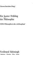 Front cover of Ein Kurzer Frühling der Philosophie by Clemens Burrichter