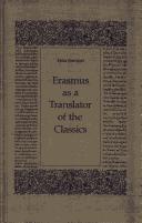 Front cover of Erasmus as a translator of the classics by Erika Rummel