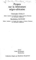 Front cover of Propos sur la littérature négro-africaine by Christophe I-Dailly