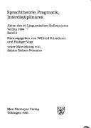Front cover of Akten des 19. Linguistischen Kolloquiums, Vechta 1984 by Linguistisches Kolloquium (19th 1984 Vechta, Germany)