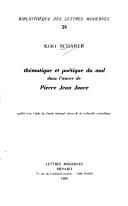 Front cover of Thématique et poétique du mal dans l'œuvre de Pierre Jean Jouve by Kurt Schärer