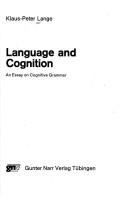 Cover of Language and cognition by Klaus-Peter Lange
