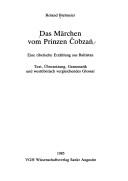 Front cover of Das Märchen vom Prinzen Čobzaṅ by Roland Bielmeier