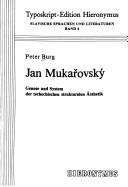 Cover of Jan Mukařovský by Peter Burg