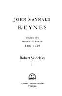 Cover of John Maynard Keynes by Robert Jacob Alexander Skidelsky