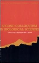 Front cover of Second Colloquium in Biological Sciences by Colloquium in Biological Sciences (2nd 1984 New York, N.Y.)