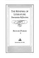 Front cover of The renewal of literature by Poirier, Richard.