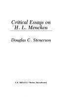 Front cover of Critical essays on H.L. Mencken by Douglas C. Stenerson
