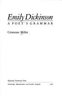 Cover of Emily Dickinson, a poet's grammar by Cristanne Miller