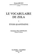 Cover of Le vocabulaire de Zola by Étienne Brunet