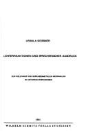 Front cover of Lehrerreaktionen und sprecherischer Ausdruck by Ursula Geissner