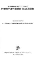 Cover of Hermeneutik und Strukturtheorie das Rechts by Michael W. Fischer