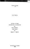 Cover of Esther by Pierre Du Ryer