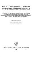 Front cover of Recht, Rechtsphilosophie und Nationalsozialismus by Hubert Rottleuthner