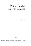 Front cover of Peter Handke und die Sprache by Gunther Sergooris