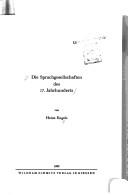 Front cover of Die Sprachgesellschaften des 17. Jahrhunderts by Heinz Engels