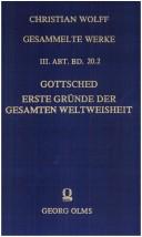 Cover of Erste Gründe der gesammten Weltweisheit by Johann Christoph Gottsched