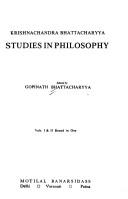Cover of Studies in philosophy by Krishnachandra Bhattacharyya