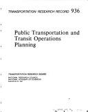 Cover of Public transportation and transit operations planning by National Research Council (U.S.). Transportation Research Board
