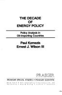 Front cover of The decade of energy policy by Paul Kemezis