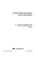 Front cover of German direct investments in the United States by Pfeil, Enzio Graf.