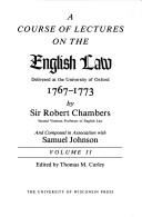 Front cover of A course of lectures on the English law by Sir Robert Chambers