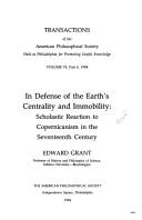 Cover of In defense of the earth's centrality and immobility by Edward Grant