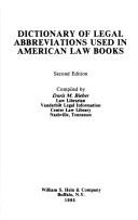 Front cover of Dictionary of legal abbreviations used in American law books by Doris M. Bieber