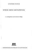 Front cover of Ethik ohne Metaphysik by Günther Patzig