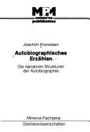Front cover of Autobiographisches Erzählen by Joachim Kronsbein