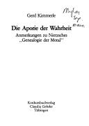 Cover of Die Aporie der Wahrheit by Gerd Kimmerle