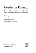 Cover of Goethe im Kontext by Wolfgang Wittkowski