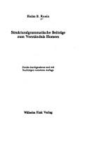 Cover of Strukturalgrammatische Beiträge zum Verständnis Homers by Haiim B. Rosén