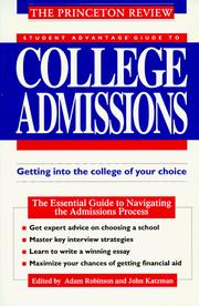 Cover of College admissions by Adam Robinson