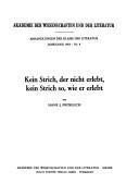 Cover of Kein Strich, der nicht erlebt, kein Strich so, wie er erlebt by Hans J. Fröhlich