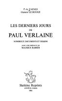 Front cover of Les derniers jours de Paul Verlaine by F.-A Cazals