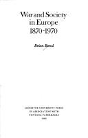 Front cover of War and society in Europe, 1870-1970 by Brian Bond