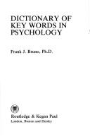 Cover of Dictionary of key words in psychology by Frank Joe Bruno