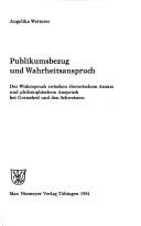 Front cover of Publikumsbezug und Wahrheitsanspruch by Angelika Wetterer