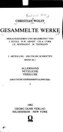 Cover of Allerhand nützliche Versuche, dadurch zu genauer Erkäntnis der Natur und Kunst der Weg gebähnet wird by Christian Wolff