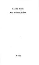 Front cover of Aus meinem Leben by Karola Bloch