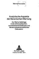 Front cover of Analytische Aspekte der literarischen Wertung by Werner Kurzawa