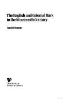 Front cover of The English and colonial bars in the nineteenth century by Daniel Duman