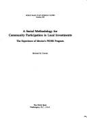 Front cover of A social methodology for community participation in local investments by Cernea, Michael M.