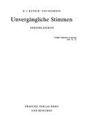 Cover of Unvergängliche Stimmen by K. J. Kutsch