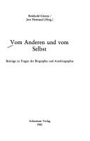 Cover of Vom Anderen und vom Selbst by Reinhold Grimm